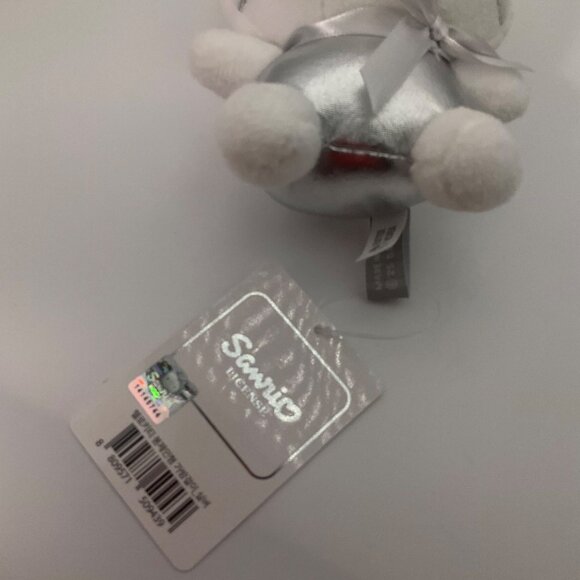 New Korean Hello Kitty Sanrio Plush Keychain Silver Metallic Bag Charm 5" - Picture 8 of 12
